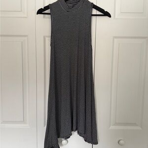 Decree Asymmetrical Black and White Striped Dress